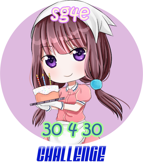 30 4 30 logo of Maika Sakuranomiya with a birthday cake